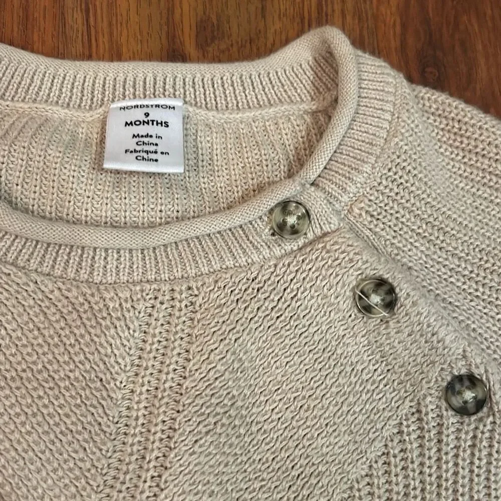 Nordstrom beige sweater with side button detail nine months